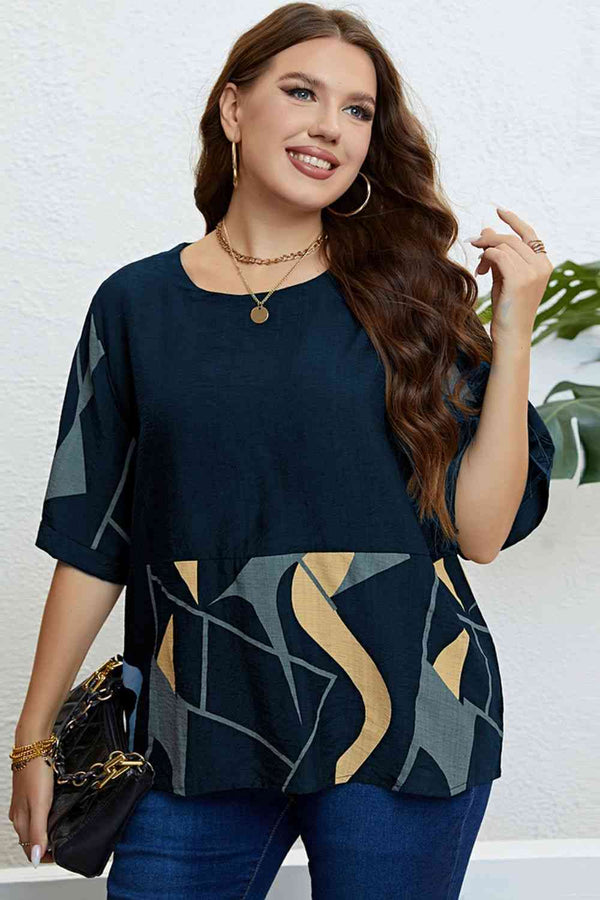 Plus Size Printed Half Sleeve Top | 1mrk.com