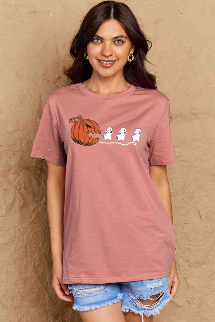 Simply Love Full Size Jack-O'-Lantern Graphic Cotton T-Shirt | 1mrk.com