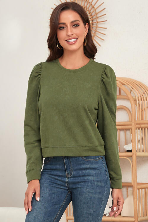 Round Neck Long Sleeve Sweatshirt |1mrk.com