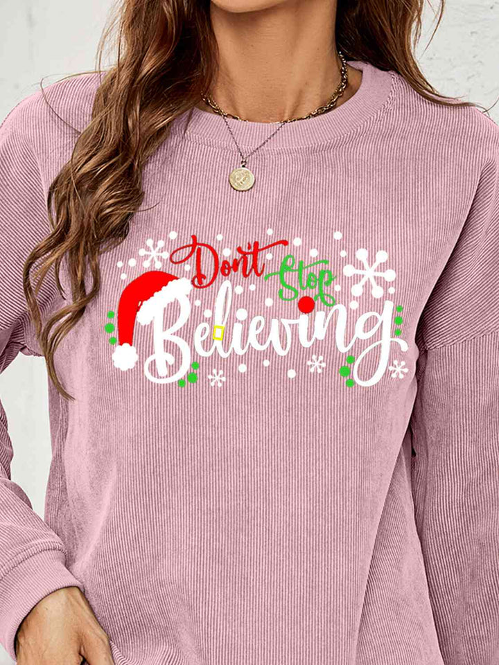 DON'T STOP BELIEVING Graphic Sweatshirt |1mrk.com