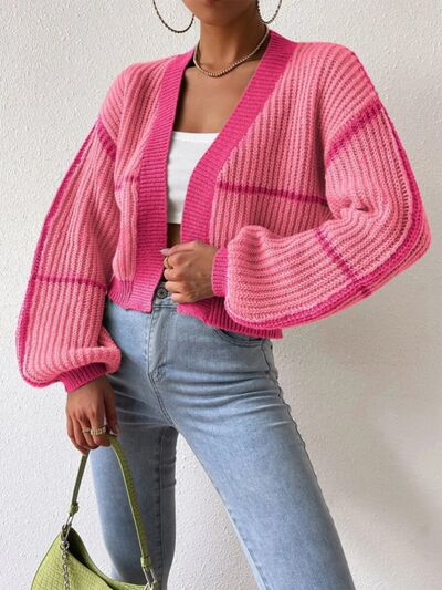 Open Front Dropped Shoulder Cardigan | Trendsi