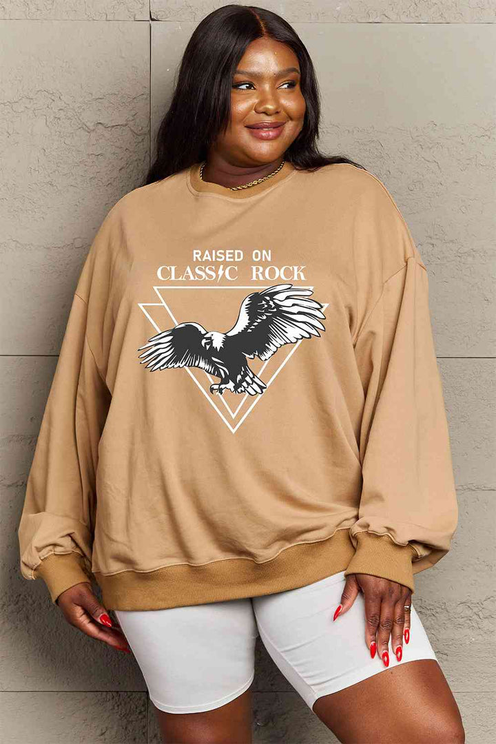 Simply Love Full Size Eagle Graphic Drop Shoulder Sweatshirt |1mrk.com