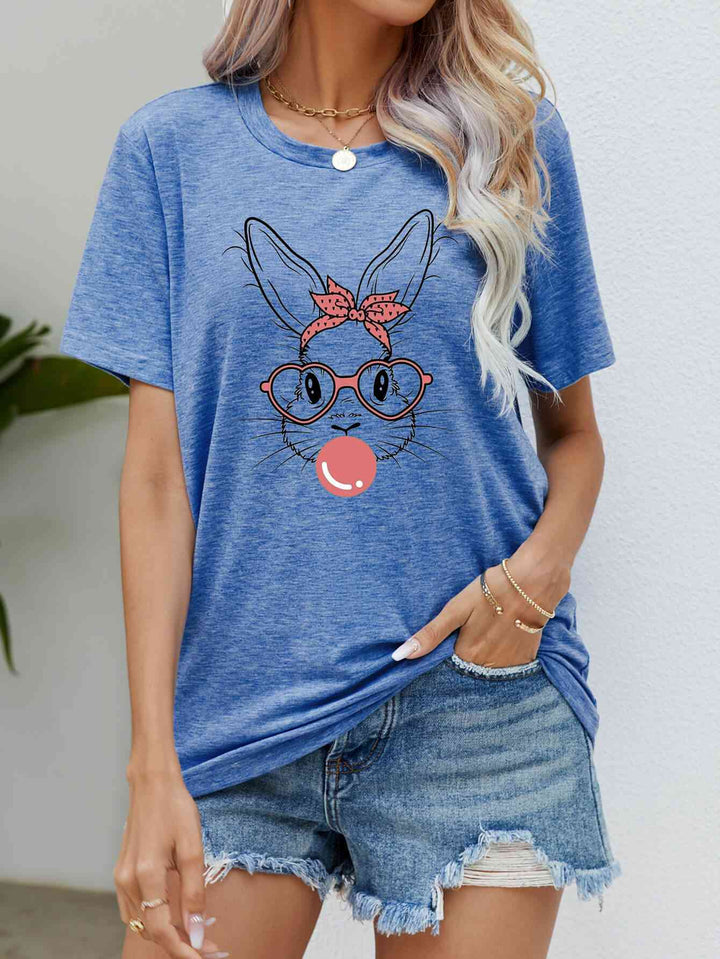 Easter Bunny Graphic Round Neck T-Shirt | 1mrk.com