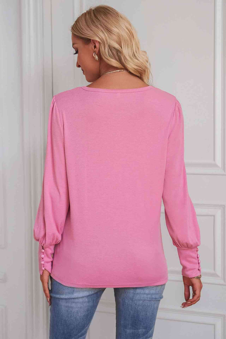 Round Neck Puff Sleeve T-Shirt | 1mrk.com