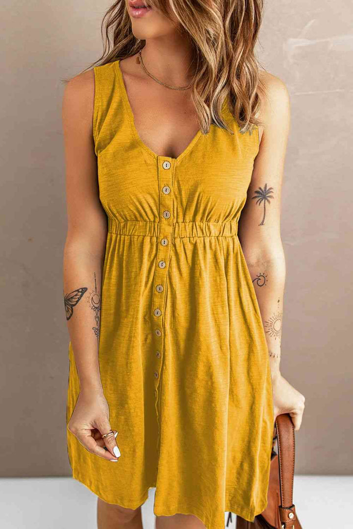 Sleeveless Button Down Mini Magic Dress | 1mrk.com