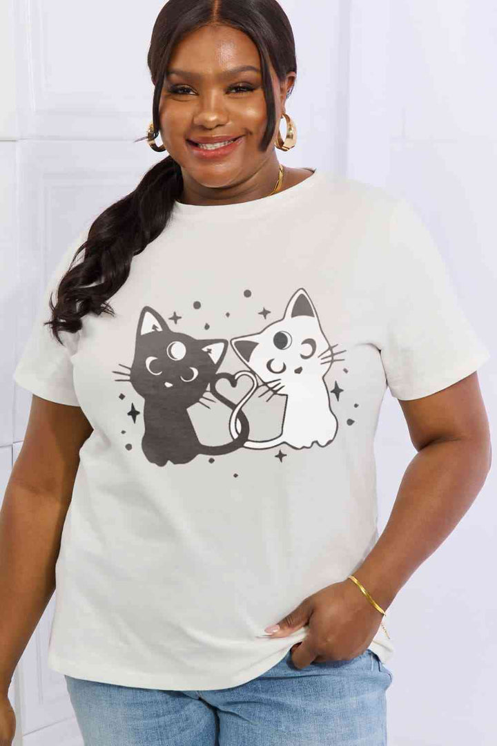 Simply Love Full Size Cats Graphic Cotton Tee | 1mrk.com