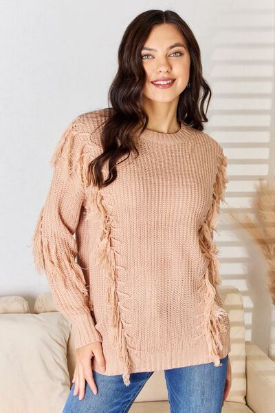 And The Why Tassel Detail Long Sleeve Sweater |1mrk.com