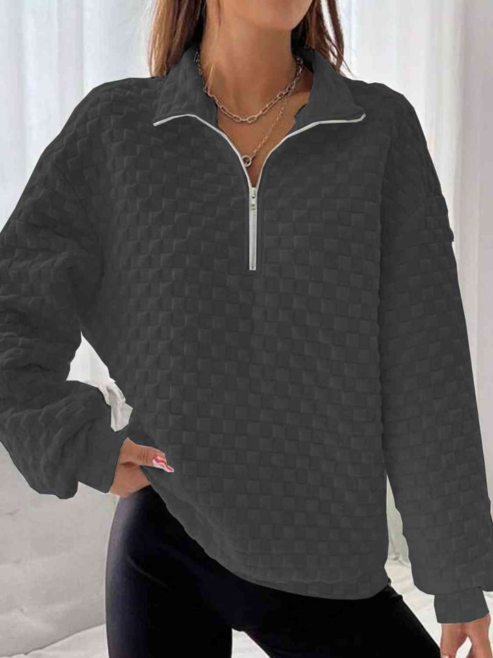 Half Zip Collared Neck Sweatshirt |1mrk.com