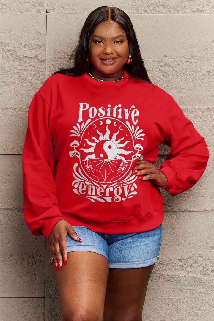 Simply Love Full Size POSITIVE ENERGY Graphic Sweatshirt |1mrk.com