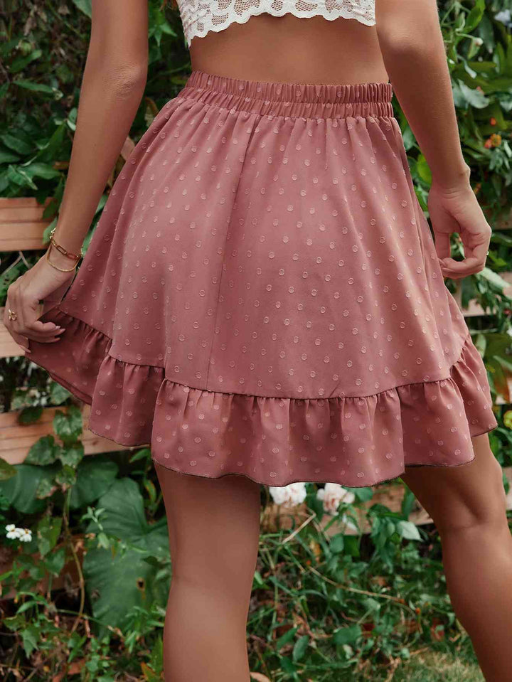 Ruffle Hem Elastic Waist Mini Skirt |1mrk.com