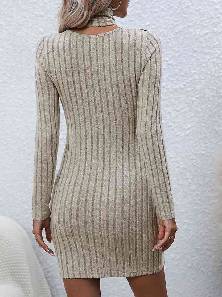 Long Sleeve Ribbed Sweater Dress |1mrk.com