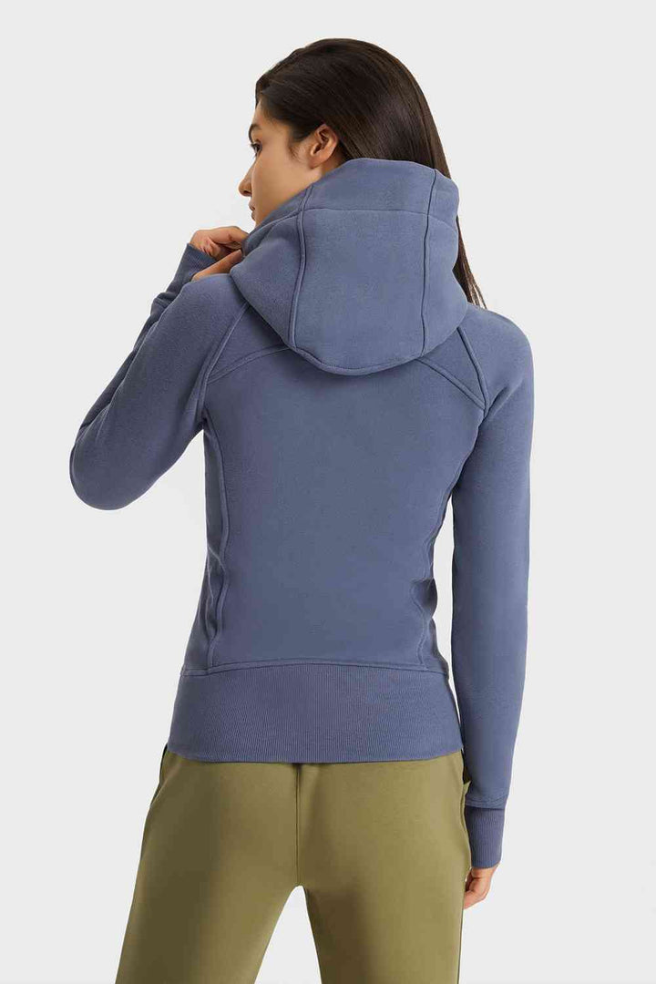Zip Up Seam Detail Hooded Sports Jacket |1mrk.com