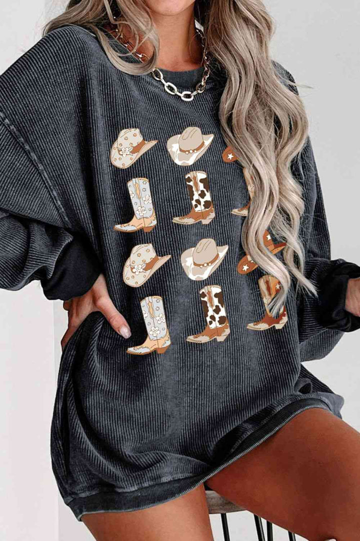 Cowboy Hat & Boot Graphic Sweatshirt |1mrk.com