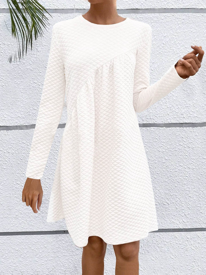 Full Size Round Neck Long Sleeve Dress | Trendsi