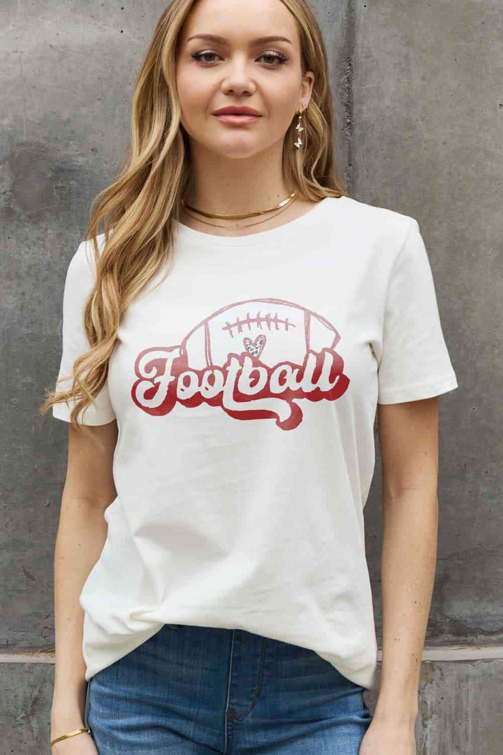 Simply Love Full Size FOOTBALL Graphic Cotton Tee | 1mrk.com