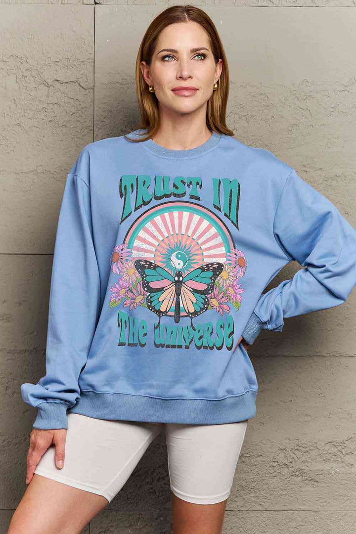 Simply Love Simply Love Full Size TRUST IN THE UNIVERSE Graphic Sweatshirt |1mrk.com