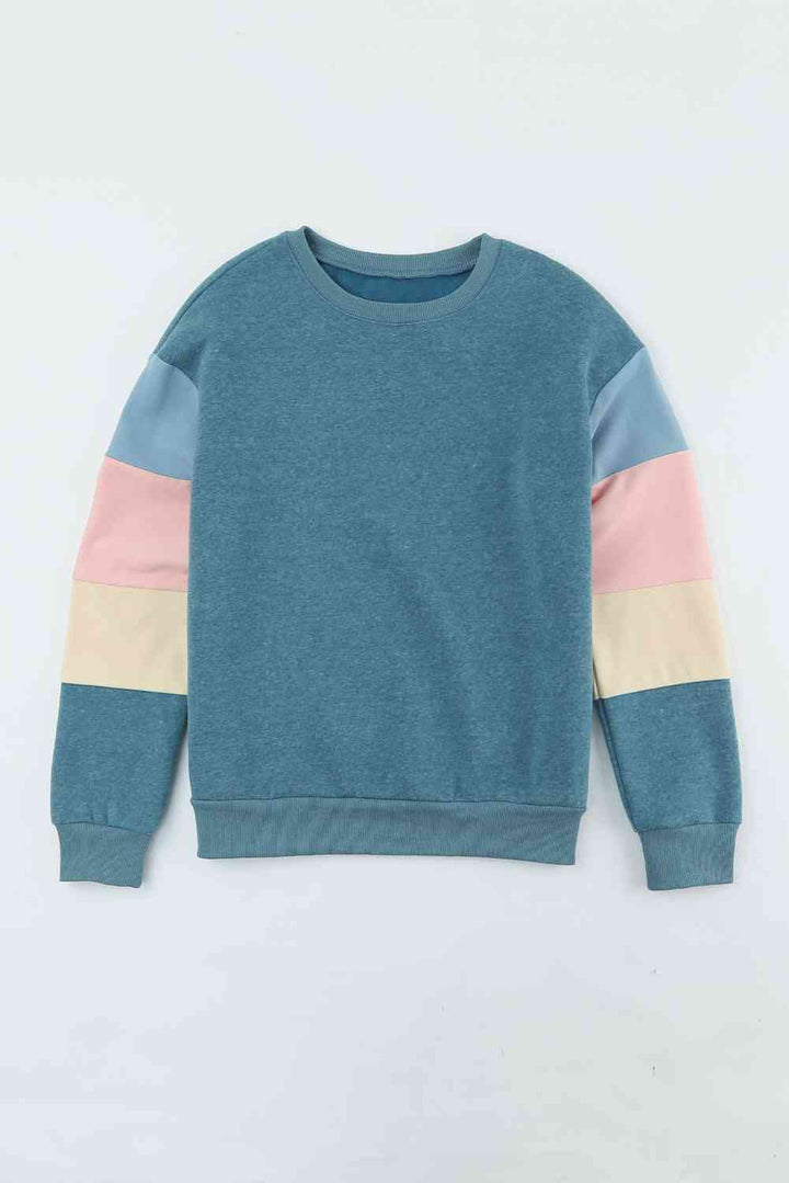 Color Block Ribbed Trim Sweatshirt |1mrk.com