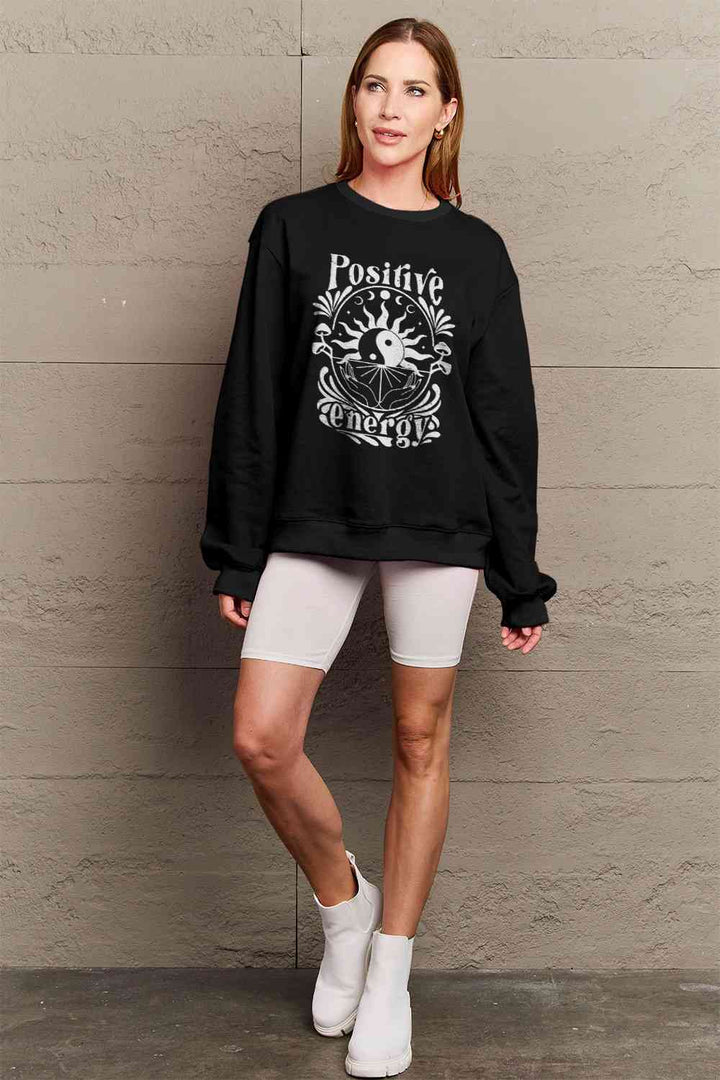 Simply Love Full Size POSITIVE ENERGY Graphic Sweatshirt |1mrk.com