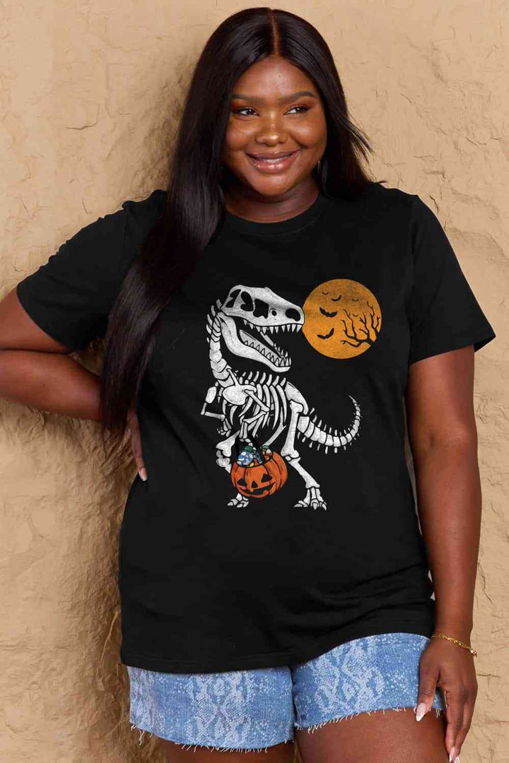 Simply Love Full Size Dinosaur Skeleton Graphic Cotton T-Shirt | 1mrk.com