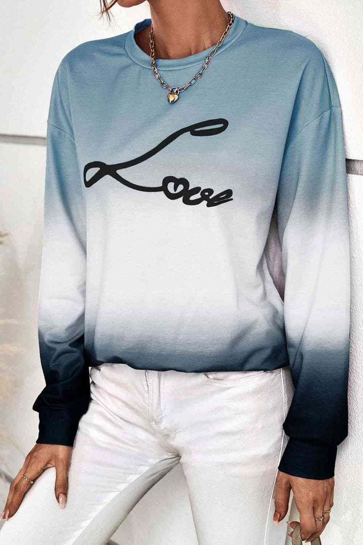 Gradient LOVE Dropped Shoulder Sweatshirt |1mrk.com