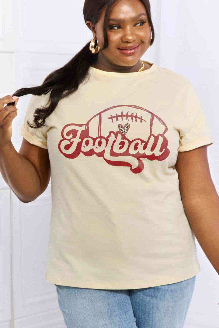 Simply Love Full Size FOOTBALL Graphic Cotton Tee | 1mrk.com