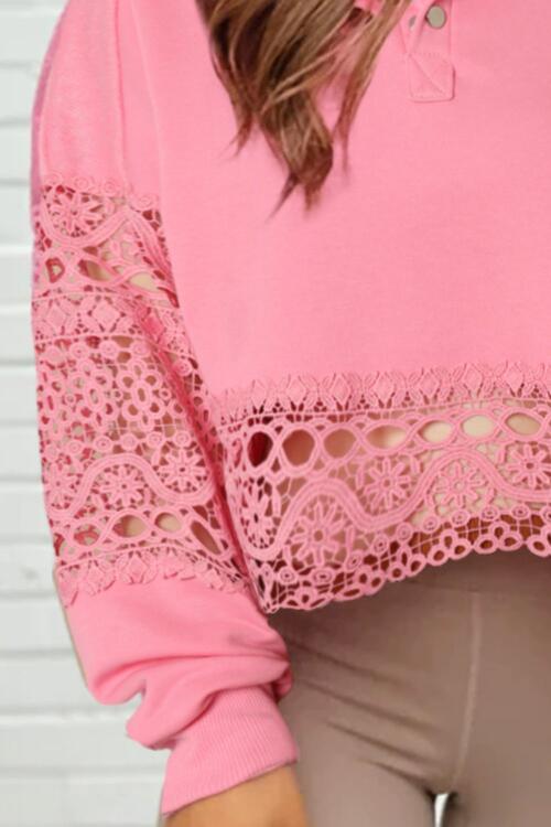 Crochet Snap Button Sweatshirt |1mrk.com