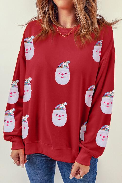 Sequin Santa Long Sleeve Sweatshirt |1mrk.com