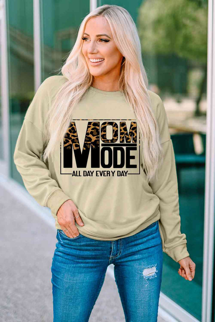 Letter Graphic Leopard Dropped Shoulder Sweatshirt |1mrk.com