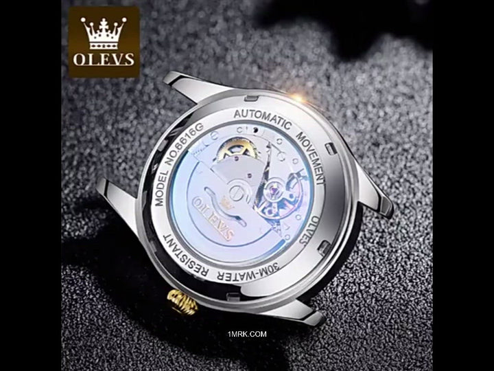 Olevs 6616 WristWatch Men Fashion Business Diamond Analog Mechanical - 1MRK.COM