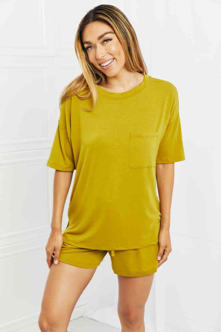 Zenana In The Moment Full Size Lounge Set in Olive Mustard | 1mrk.com