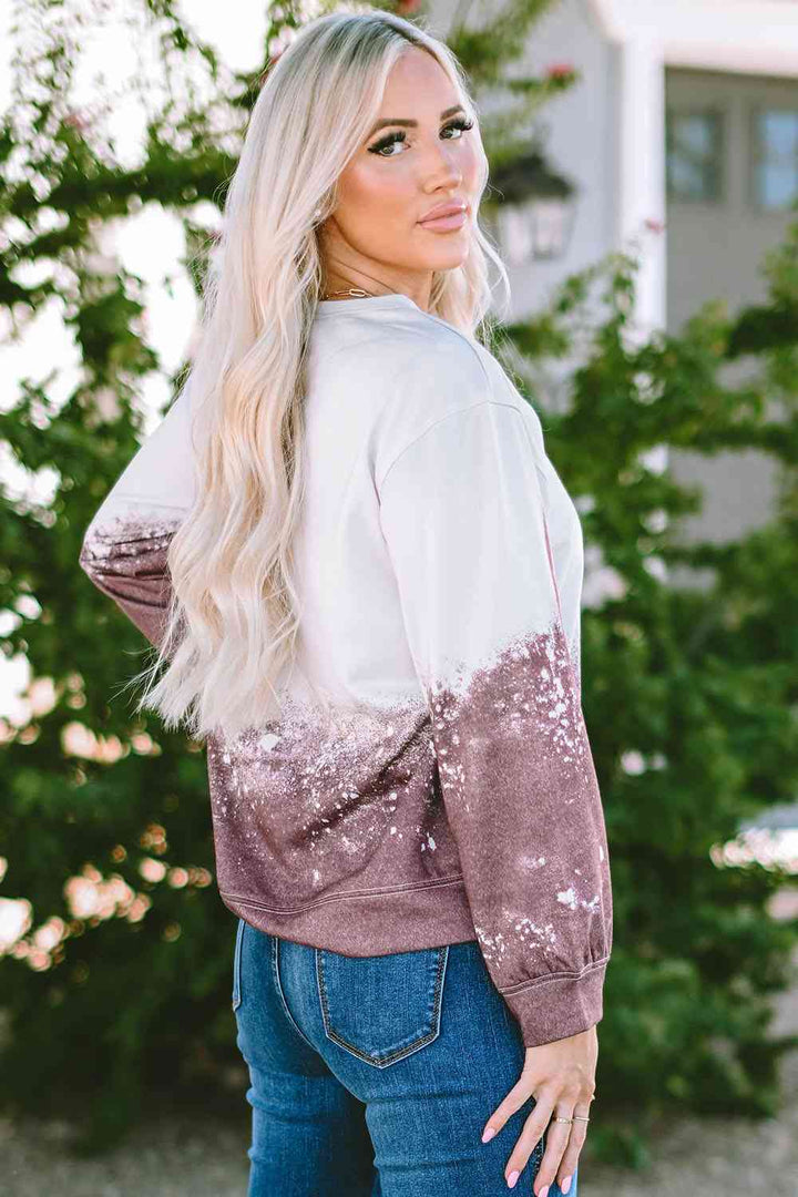 Printed Round Neck Long Sleeve Sweatshirt |1mrk.com