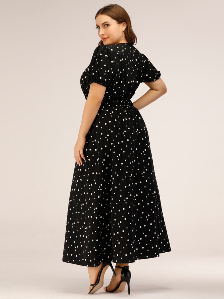 Plus Size Polka Dot Square Neck Dress | Trendsi