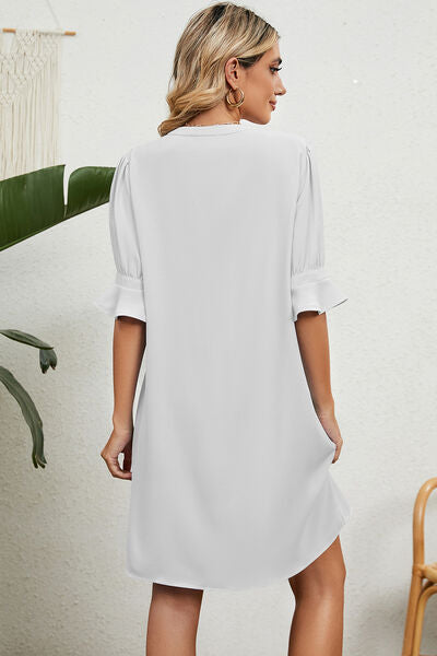 Notched Flounce Sleeve Mini Dress | Trendsi