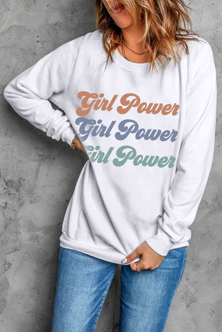 GIRL POWER Graphic Dropped Shoulder Sweatshirt |1mrk.com