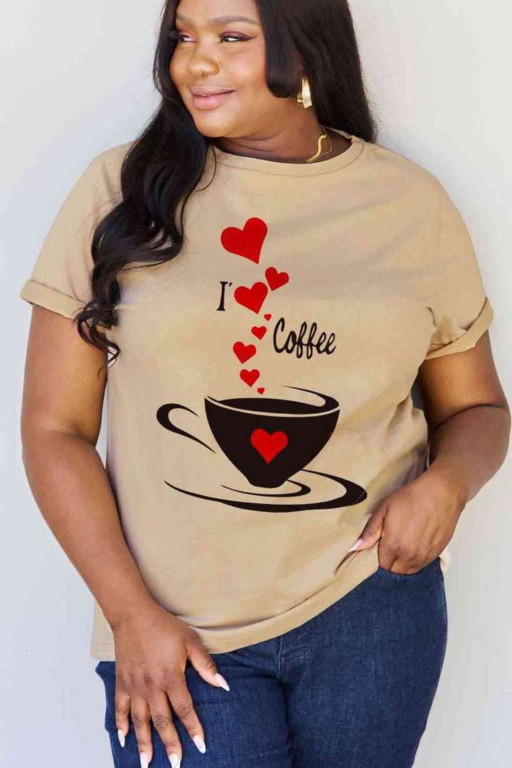 Simply Love Full Size I LOVE COFFEE Graphic Cotton Tee | 1mrk.com