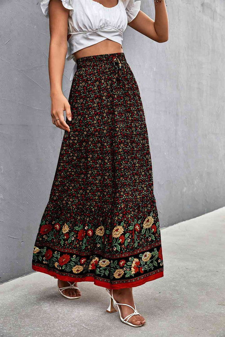 Floral Tied Maxi Skirt |1mrk.com