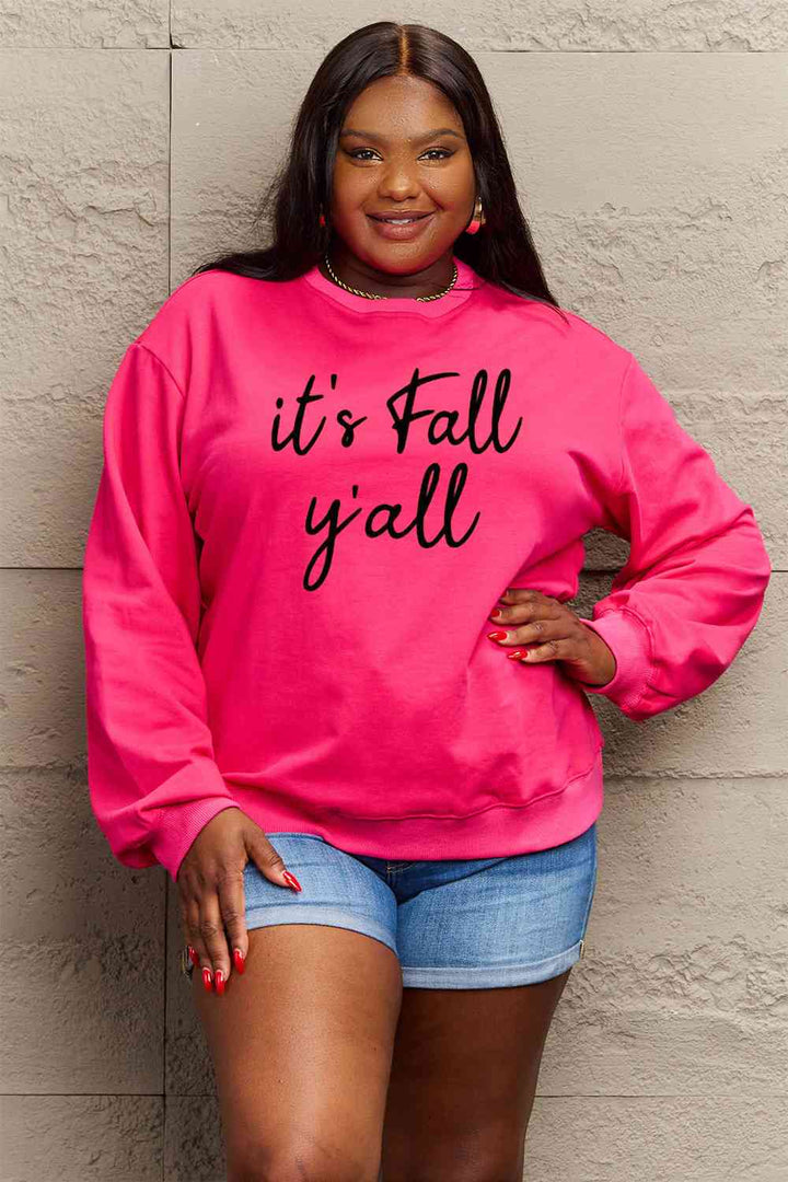 Simply Love Full Size IT'S FALL Y'ALL Graphic Sweatshirt |1mrk.com