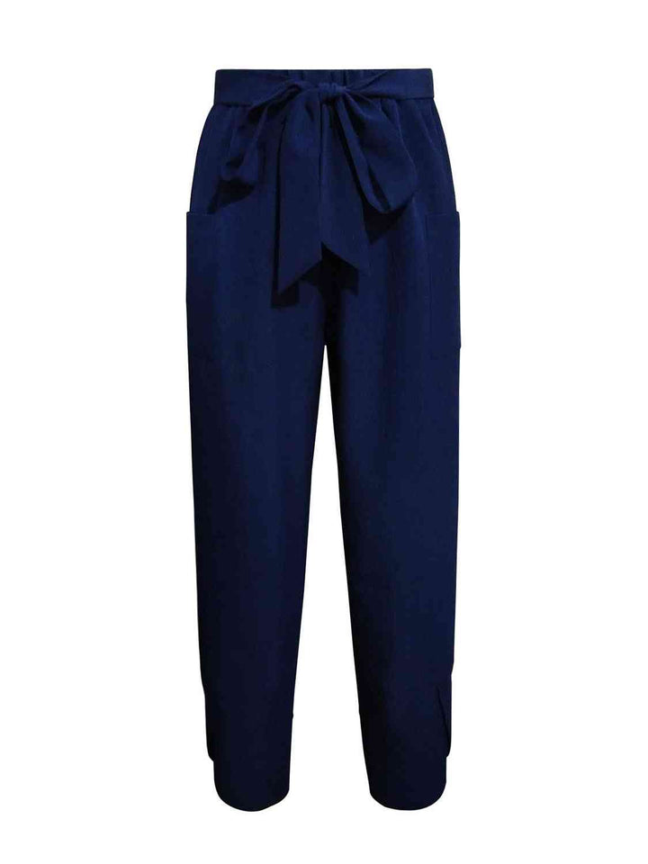 Tie Front Pants with Pockets | 1mrk.com