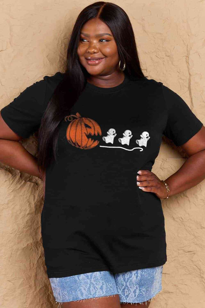 Simply Love Full Size Jack-O'-Lantern Graphic Cotton T-Shirt | 1mrk.com