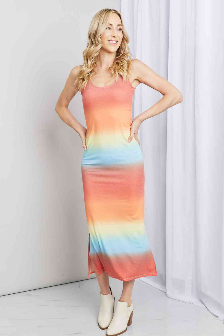 Zenana Gradient Sleeveless Slit Midi Dress | 1mrk.com