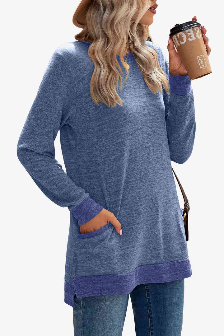 Heathered Slit Top with Pockets | 1mrk.com