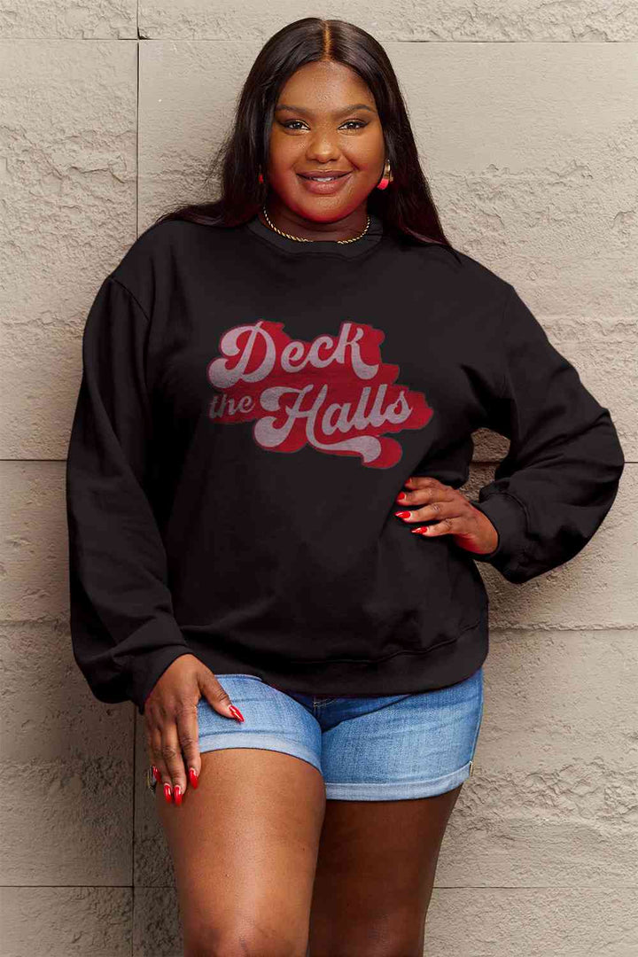 Simply Love Full Size DECK THE HALLS Graphic Sweatshirt |1mrk.com