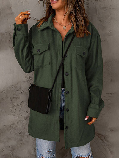 Drop Shoulder Button Down Collared Coat | 1mrk.com