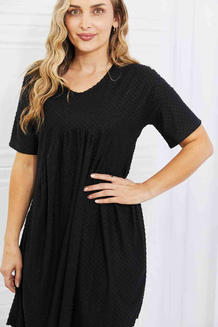 BOMBOM Another Day Swiss Dot Casual Dress in Black | 1mrk.com