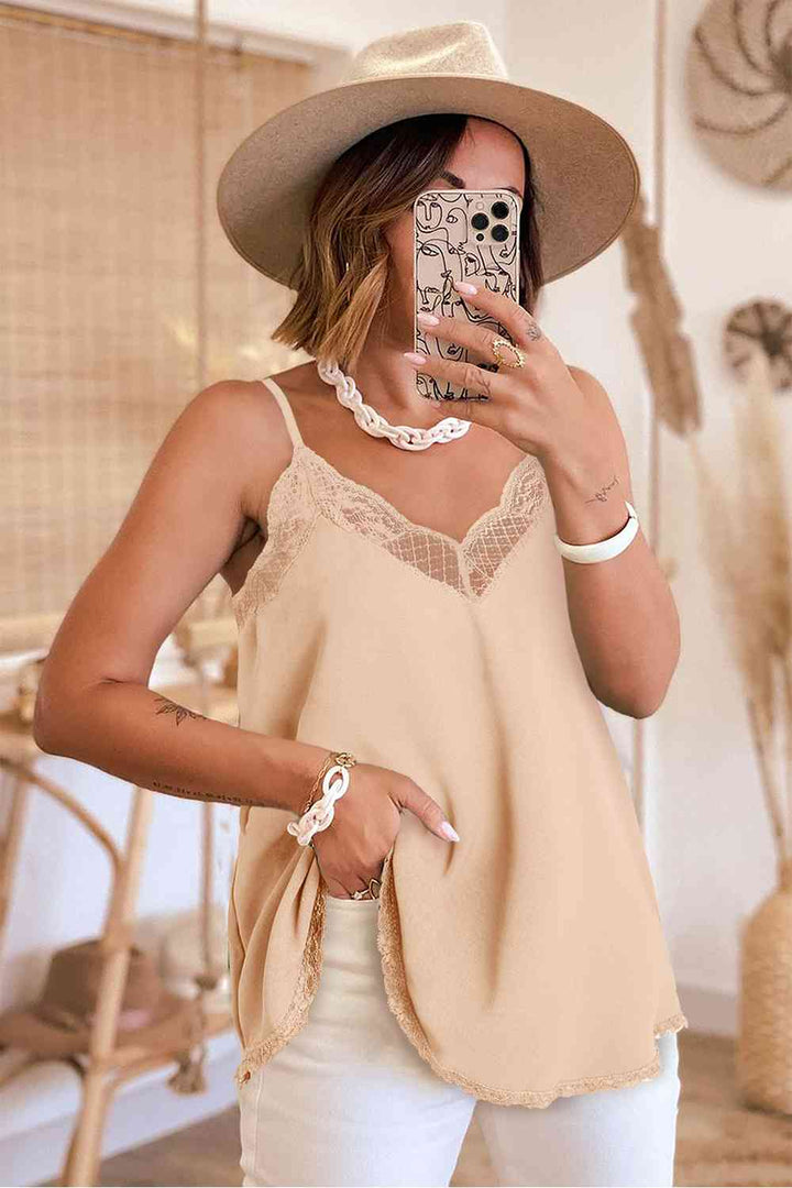 Sleeveless Lace Trim Cami | 1mrk.com