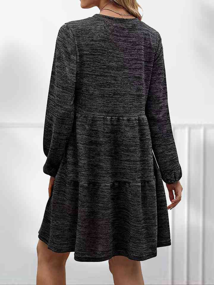 Square Neck Long Sleeve Dress | 1mrk.com