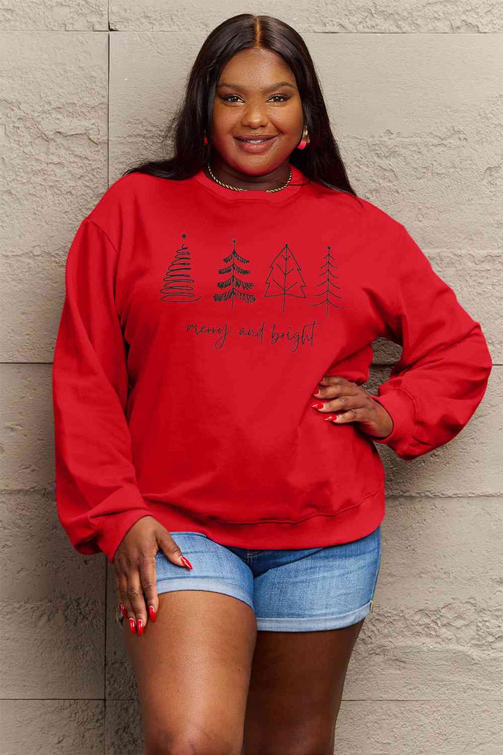 Simply Love Full Size MERRY AND BRIGHT Graphic Sweatshirt |1mrk.com