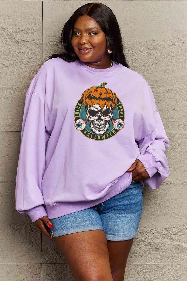 Simply Love Full Size Skull Graphic Sweatshirt |1mrk.com