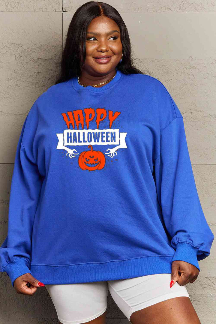 Simply Love Full Size HAPPY HALLOWEEN Graphic Sweatshirt |1mrk.com