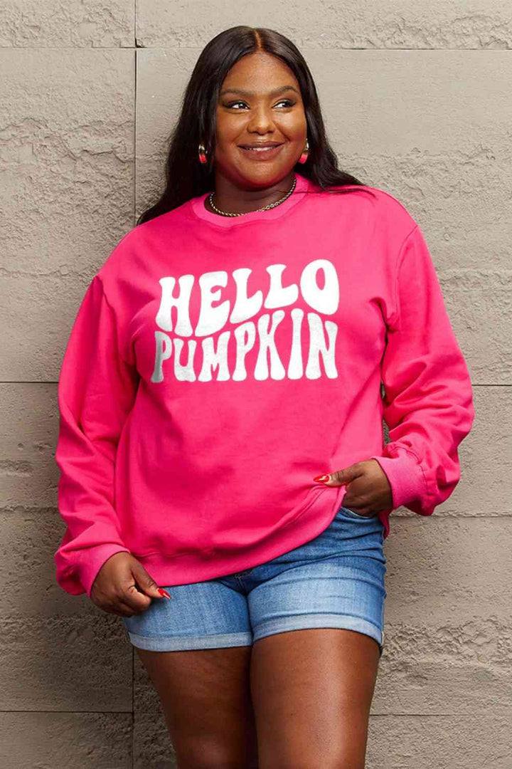 Simply Love Full Size HELLO PUMPKIN Graphic Sweatshirt |1mrk.com